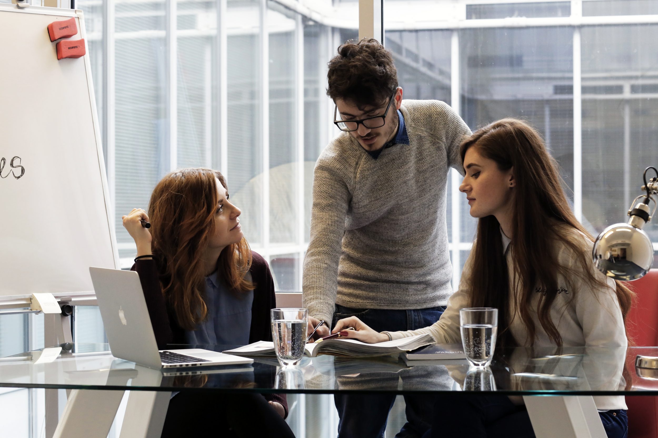 three people learning